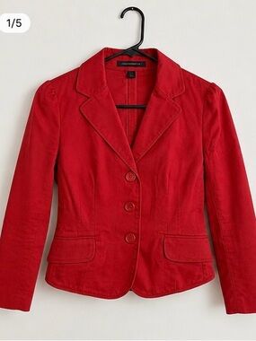 Vintage Express Red Women's Fitted Tailored Blazer Sz 6